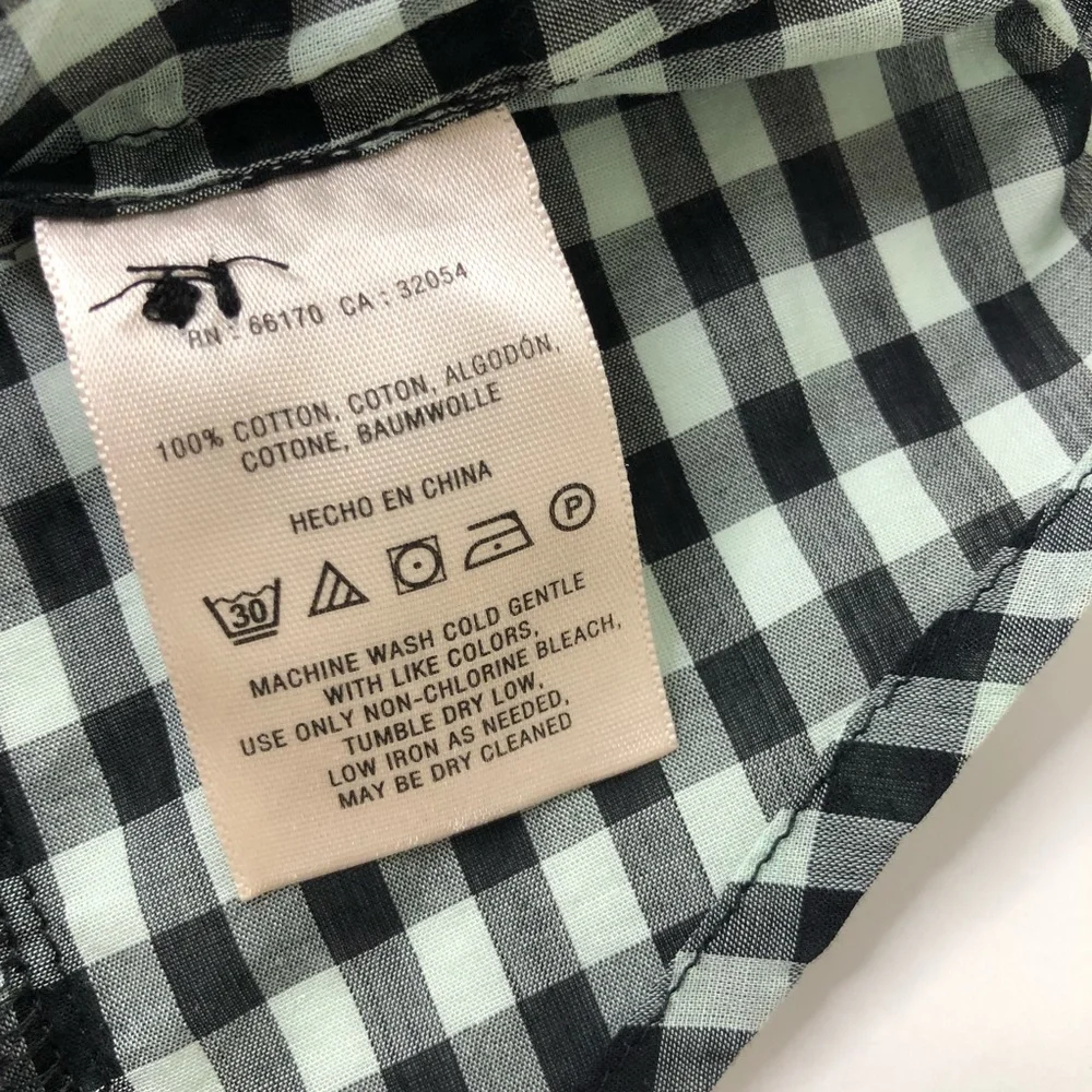 Anthropologie‎ Meadow Rue Gingham Pintuck Top Sz 6